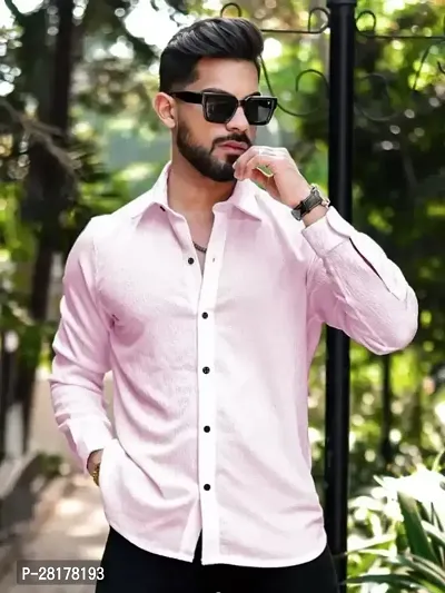 Mens Solid Slim Fit Popcorn Casual Shirt with Spread Collar  Full Sleeves