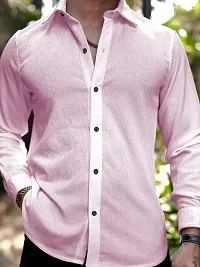 Mens Solid Slim Fit Popcorn Casual Shirt with Spread Collar  Full Sleeves-thumb4