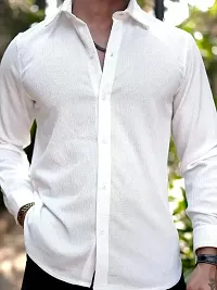 Mens Solid Slim Fit Popcorn Casual Shirt with Spread Collar  Full Sleeves-thumb3