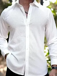 Stylish Polycotton White Long Sleeve Shirt For Men-thumb3