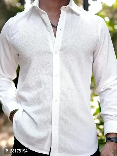 Mens Solid Slim Fit Popcorn Casual Shirt with Spread Collar  Full Sleeves-thumb4