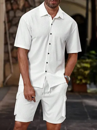 Stylish Solid Polyester Spandex Casual Shirt for Men