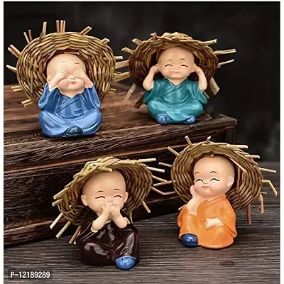 Buy AVENEW Monk Car Crafts Decoration,Cute Small Kung Fu Creative Resin  Little Monks Straw Hat for Car Dashboard,Home Office,Interior Desk Decor,4  Packs Online In India At Discounted Prices