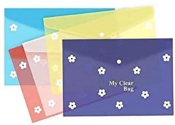 Flower Design  Button Bag  Document Bag  File Folder  Executive Folder Multicoloured Pack of 5