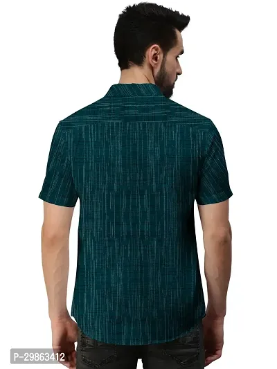 Elegant Green Khadi Cotton Self Pattern Casual Shirts For Men-thumb2