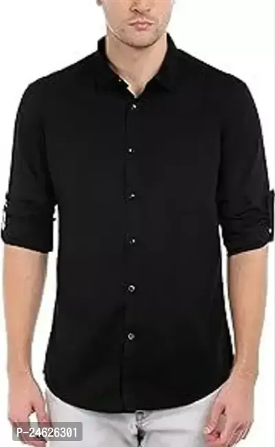 Reliable Black Cotton Long Sleeves Casual Shirt For Men-thumb0