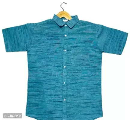 Reliable Blue Cotton Short Sleeves Casual Shirt For Men