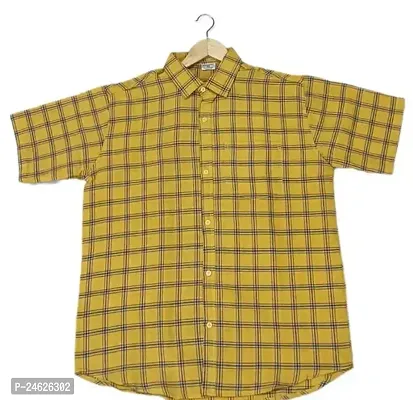 Reliable Yellow Cotton Short Sleeves Casual Shirt For Men-thumb0