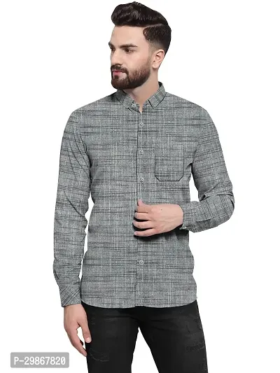 Stylish Grey Cotton Casual Shirt For Men-thumb0