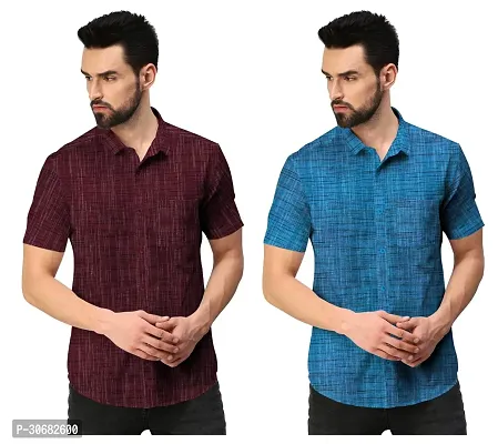 Reliable Multicoloured Cotton Long Sleeves Casual Shirt For Men Pack Of 2-thumb0