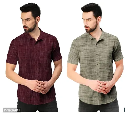 Reliable Multicoloured Cotton Long Sleeves Casual Shirt For Men Pack Of 2