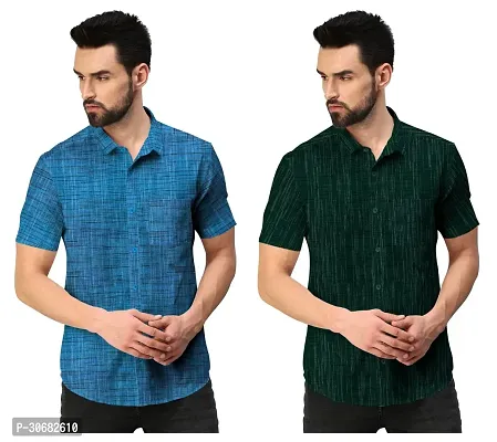 Reliable Multicoloured Cotton Long Sleeves Casual Shirt For Men Pack Of 2-thumb0