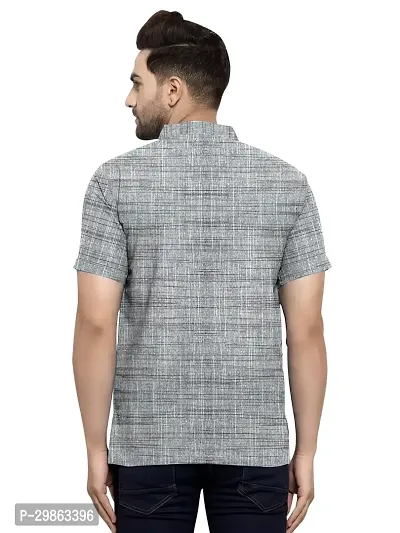 Elegant Grey Khadi Cotton Self Pattern Casual Shirts For Men-thumb2