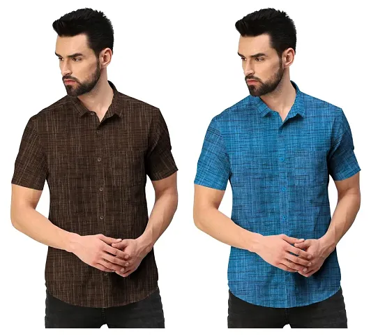 Stylish Khadi Casual Shirt For Men Combo Of 2