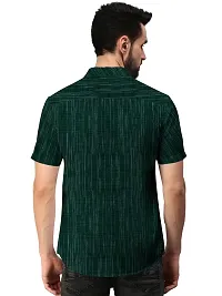 Elegant Green Khadi Cotton Self Pattern Casual Shirts For Men-thumb1