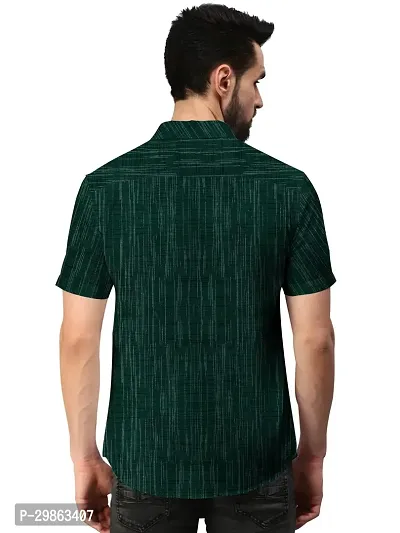 Elegant Green Khadi Cotton Self Pattern Casual Shirts For Men-thumb2