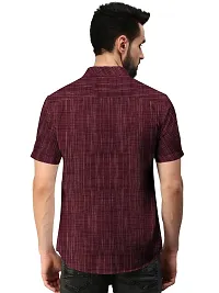 Elegant Maroon Khadi Cotton Self Pattern Casual Shirts For Men-thumb1