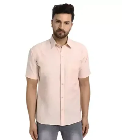 Cotton Blend Half Sleeve Solid Casual Shirts