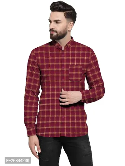 Stylish Checked Cotton Blend Casual Shirts For Men-thumb0