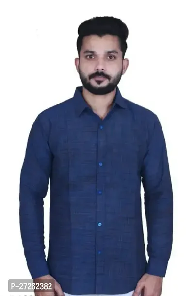 Stylish khadi Cotton Solid Casual Shirts For Men-thumb0