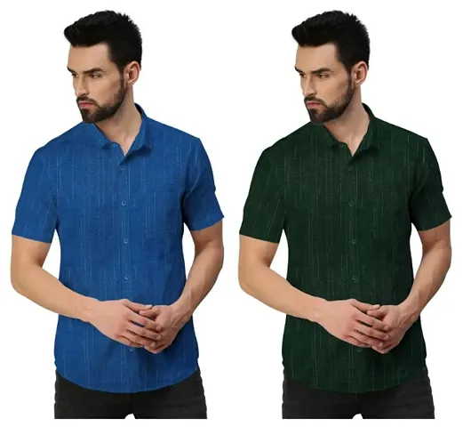 Khadi Cotton Solid Casual Shirt Pack of 2 For Men