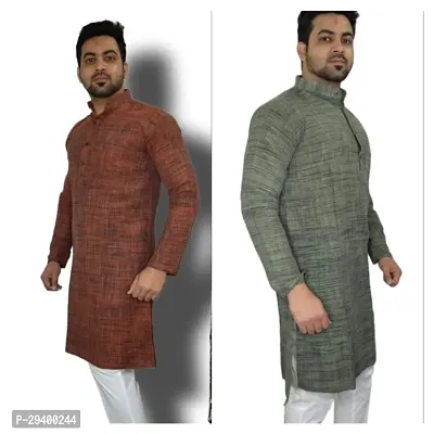 Stylist Khadi Cotton Kurtas For Men Pack Of 2