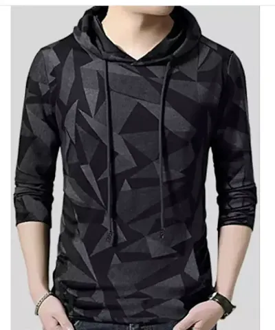 EYEBOGLER Men's Hooded Neck Full Sleeves Printed Regular Fit T-Shirt