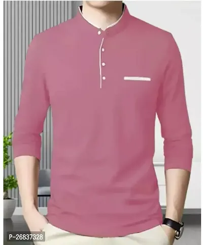 Reliable Pink Cotton Solid Tshirt For Men-thumb0