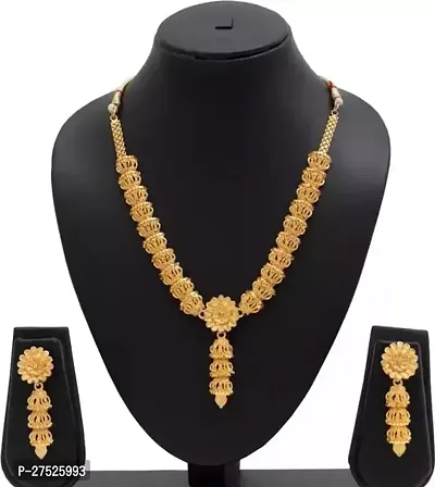 Stylish Golden Copper Agate Jewellery Set For Women