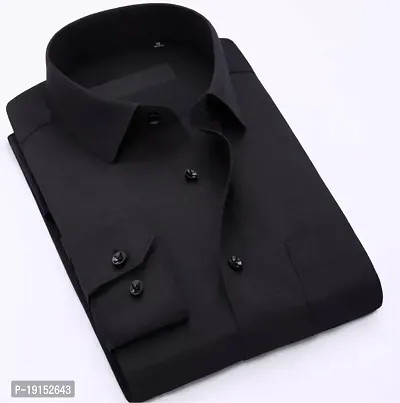 Reliable Black Cotton Blend Solid Casual Shirt For Men-thumb0