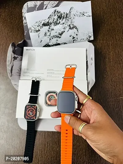 JBJ Collection Ultra 2.11 Big Display Real 49MM Titanium Case with Screw and Push Lock -1:1 Ultra Watch-Bluetooth Calling Smart Watch with Rotating Crown and Logo on/Off (Ocean Loop Orange)-thumb3