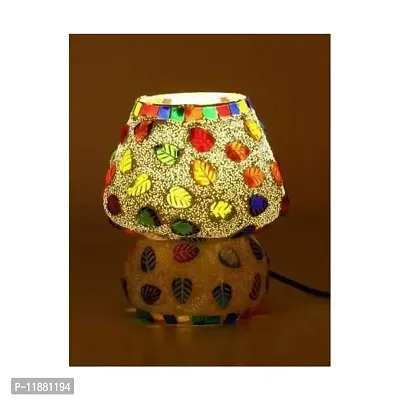 LPINE Designer Handcrafted Glass Mosaic Beads Table/Night Electric Lamp for Vintage Night, Side Light Decoration for Home, Living Room, Bedroom Bedside, Mandir, Hall,Corner Table(Multi, 18Cm)