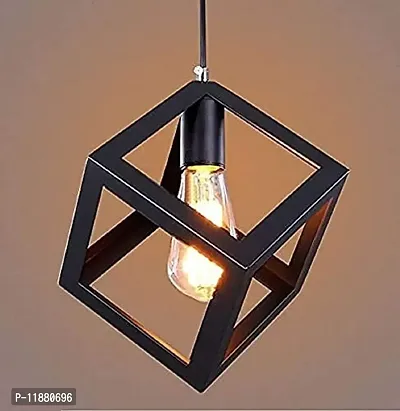 LPINE Cube 40W Light Lamp, Black Ceiling Metal Hanging/Pendant, Set of 1 Lamp for Bedroom, Living Room, Home Decor (Black) with E27 Holder, Bulb Included.