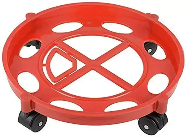 Shivalay Plastic Easily Movable LPG Cylinder Trolley Stand with Wheels, Gas Cylinder Stands -(Red, 1 Pc)