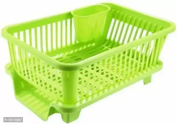 Valueadds 3 in 1 Large Sink Set Dish Rack Drainer Drying Rack Washing Basket with Tray for Kitchen, Dish Rack Organizers Containers Kitchen Racknbsp;-thumb0
