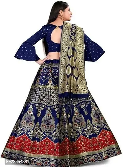 Stylish Multicoloured Art Silk Zari Lehenga Choli Set For Women-thumb2