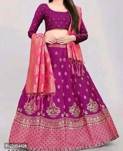 Stylish Purple Art Silk Zari Lehenga Choli Set For Women-thumb2