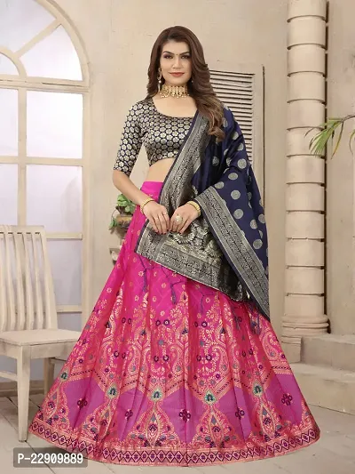 Buy Rama Green Jaquard Silk Lehenga Choli for Women (NWG-1095) Online