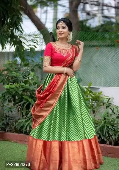 Stylish Green Art Silk Zari Lehenga Choli Set For Women