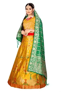 Stylish Golden Art Silk Zari Lehenga Choli Set For Women-thumb1