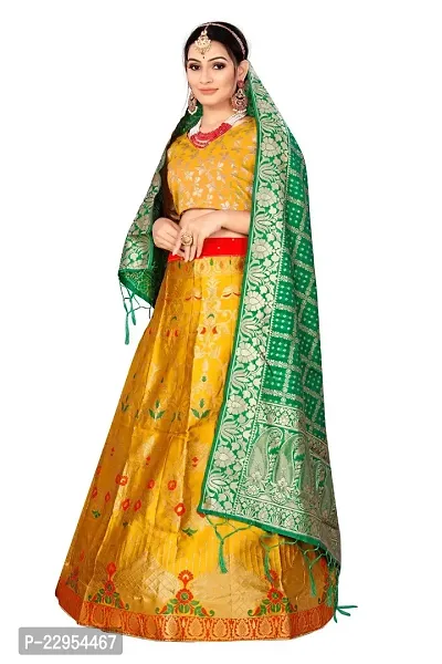 Stylish Golden Art Silk Zari Lehenga Choli Set For Women-thumb2