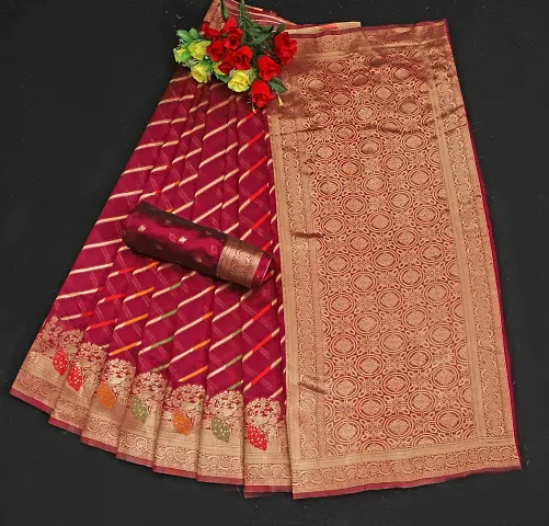 Must Have Art Silk Saree with Blouse piece 