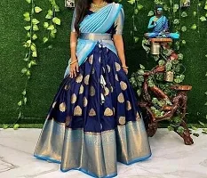 Stylish Blue Art Silk Zari Lehenga Choli Set For Women-thumb1