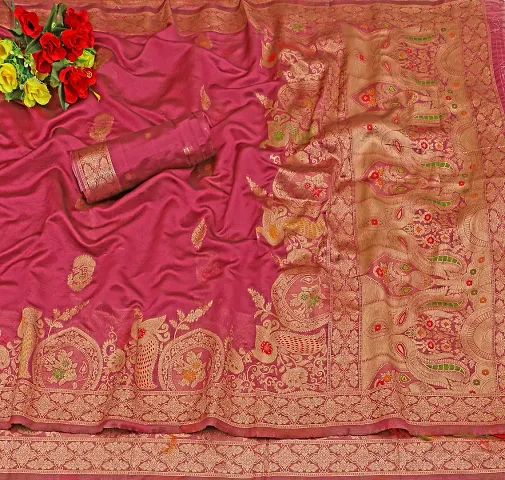 Elegant Art Silk Saree with Blouse piece 