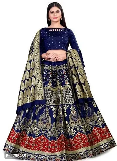 Stylish Multicoloured Art Silk Zari Lehenga Choli Set For Women-thumb0