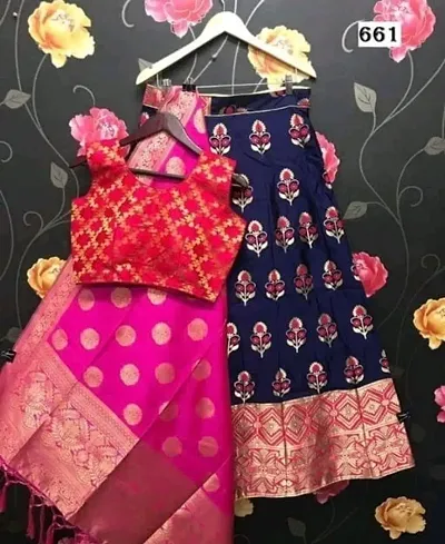 Stylish Art Silk Semi Stitched Lehenga Choli Dupatta Set