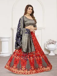 Stylish Red Art Silk Zari Lehenga Choli Set For Women-thumb2