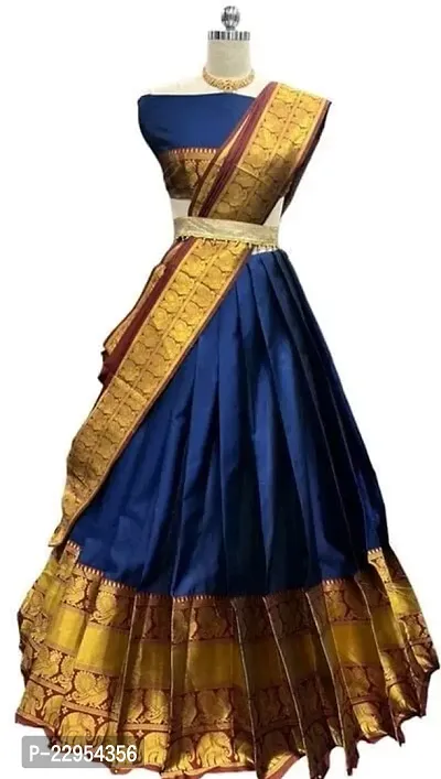 Stylish Navy Blue Art Silk Zari Lehenga Choli Set For Women-thumb3