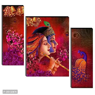 Anjali crift Blissful Crafts, Set Of 3-Piece Digital Modern Radha Krishna (RK) Wall Art Painting Set (12x18 Inch, Multicolor) - Perfect For Home Decor, Living Room, Office And Gifting.-thumb0