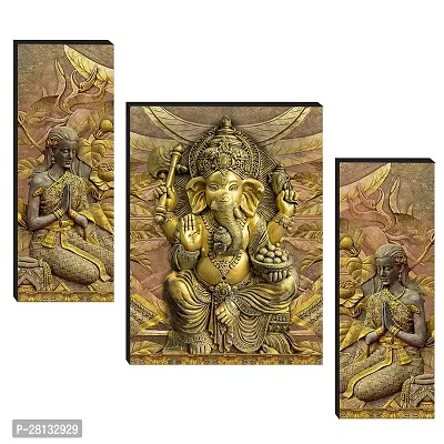 Set Of 3-Piece Modern Digital Ganesha Wall Art Painting Set-thumb0